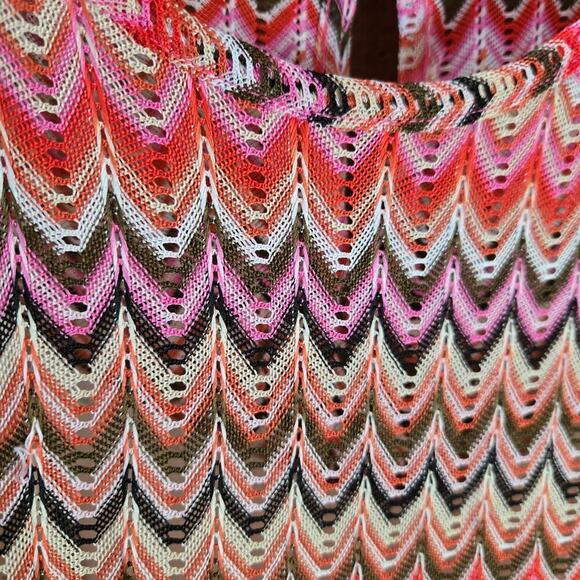 En Saison Womens Open Knit Crotchet Midi Dress Size L Rainbow Beachy Boho Hippie - Picture 4 of 12